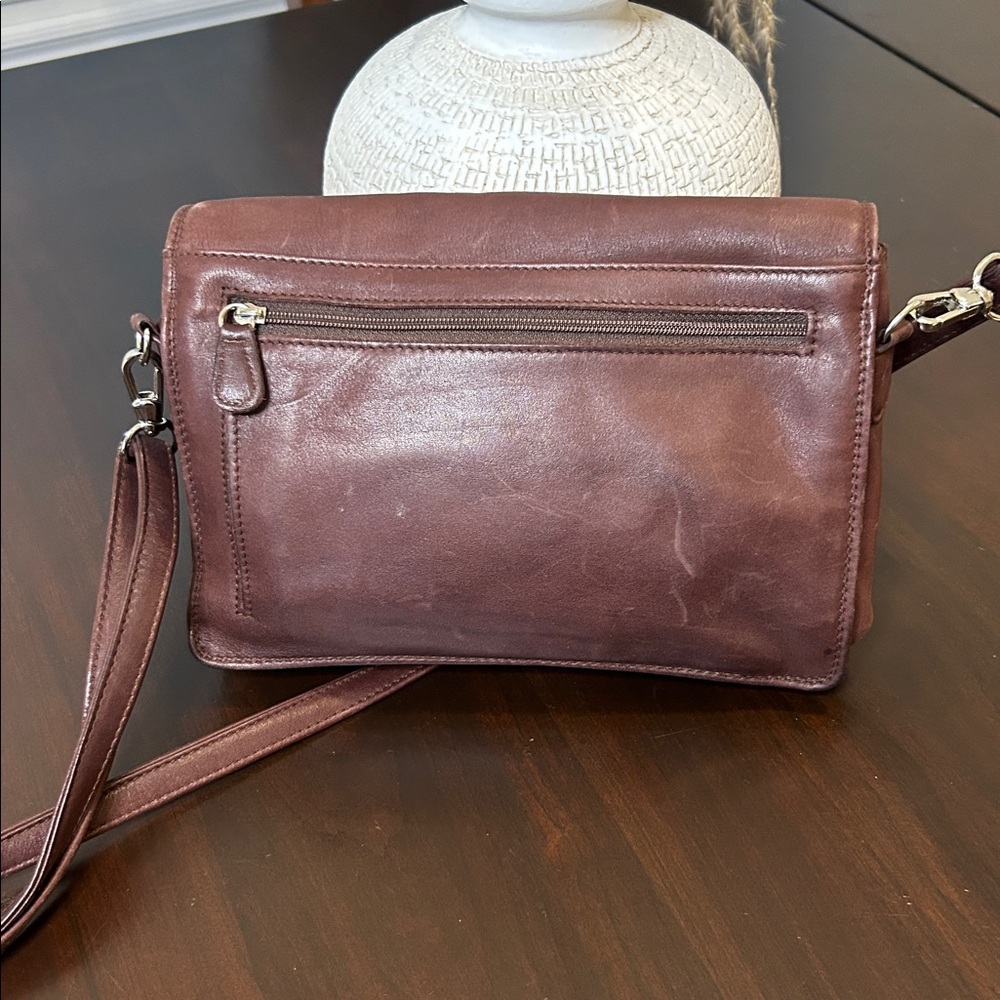 Derek Alexander Leather Crossbody Handbag Half Flap Organizer - Picture 3 of 16